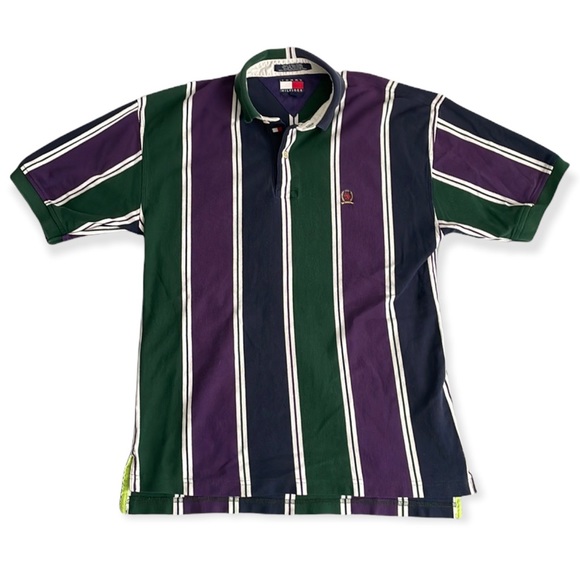 Vintage 90’s Tommy Hilfiger Striped Polo Shirt Men’s M - Picture 1 of 6
